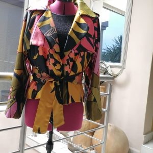 Ladies Rose Gold Taffeta Waist Lenngth Trench Coat