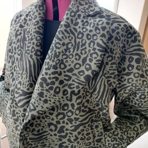 Ladies Oversized Olive Green Leapard print jacket